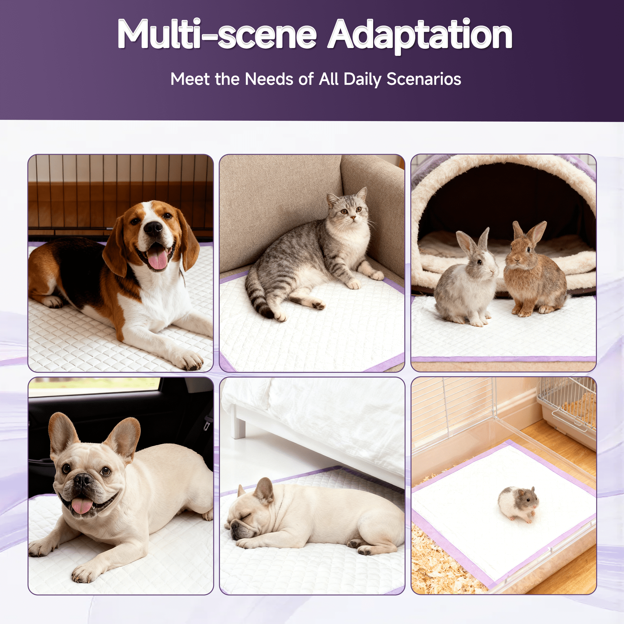 Woonono Puppy Pads Training Pads, Lavender,22 in x 22 in, 100 Count Disposable Dog Pee Pads