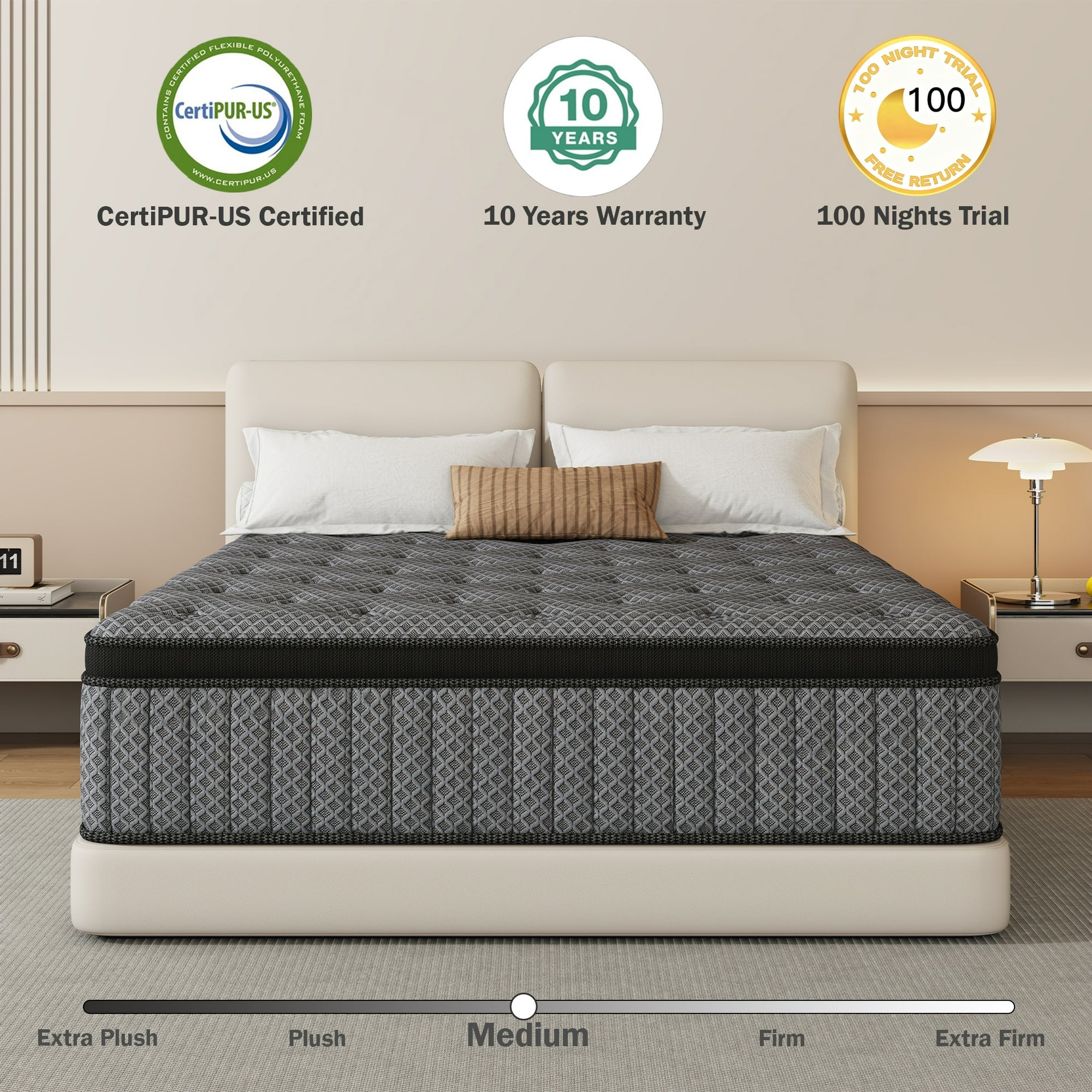 HIKOS 10 inch Full Mattress in a Box, Cooling Gel Memory Foam Hybrid Mattress with Individually Wrapped Pocket Coils, Medium Firm Full Size Mattress, Pressure Relief for Adult