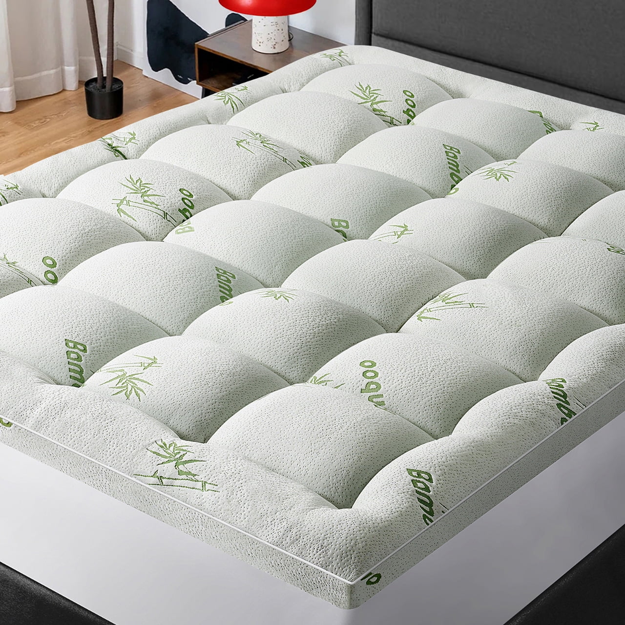 Mattress Topper Twin XL Size Bed,Bamboo Extra Thick Mattress Pad Cover Soft Plush Noiseless Down Alternative Fill,with 8-21" Deep Pocket